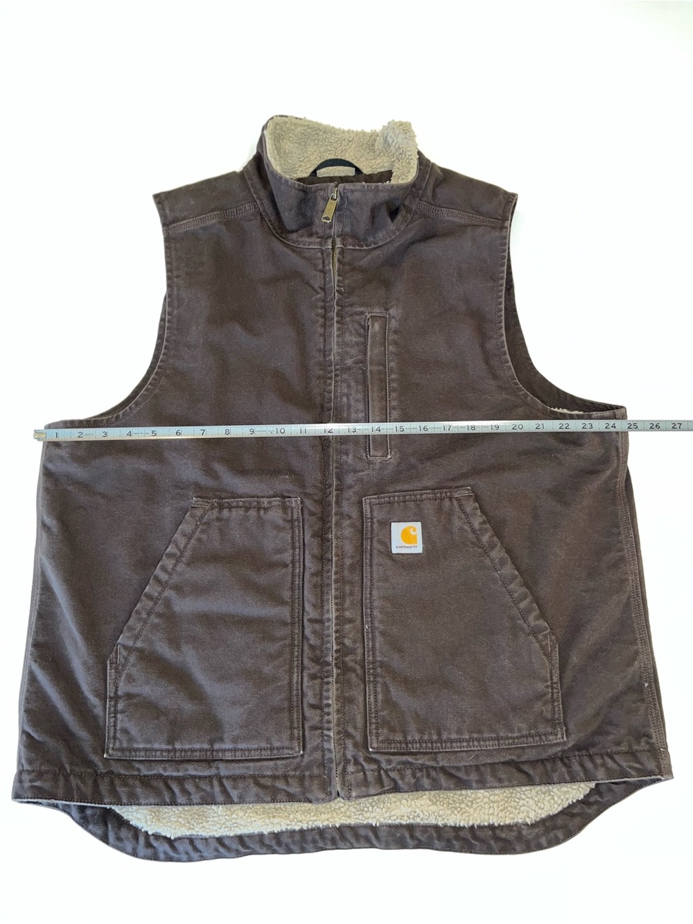 Carhartt Men’s Sherpa Lined Mock Neck Vest Dark Brown Size L - Picture 11 of 12